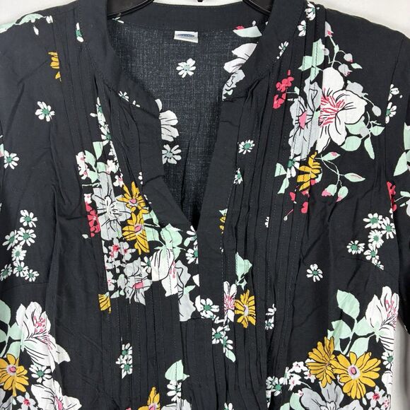 Old Navy Floral Black Dress Long Sleeve Womens M Knee Length Boho Western - Picture 3 of 8